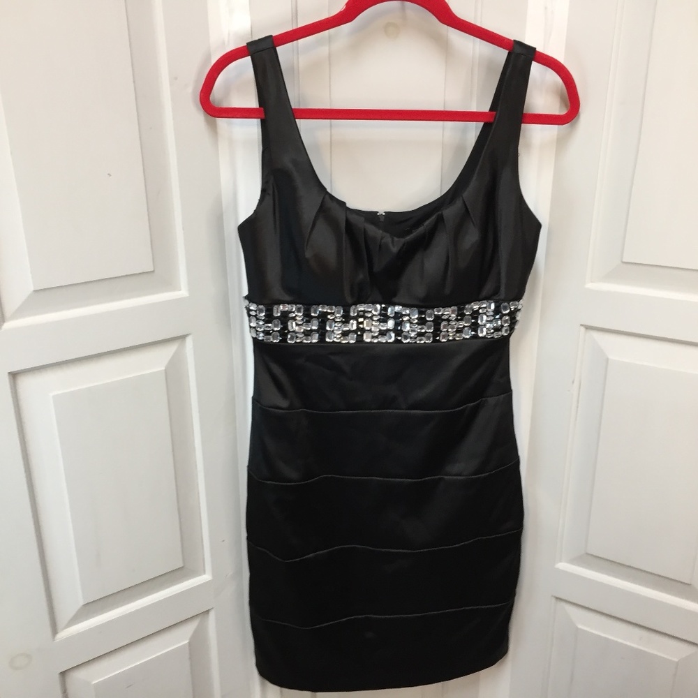 Bisou Bisou Satin Dress W/ Beading